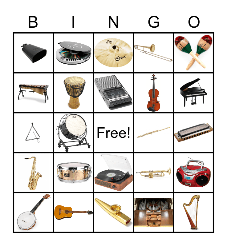 Music Instrument Bingo Card