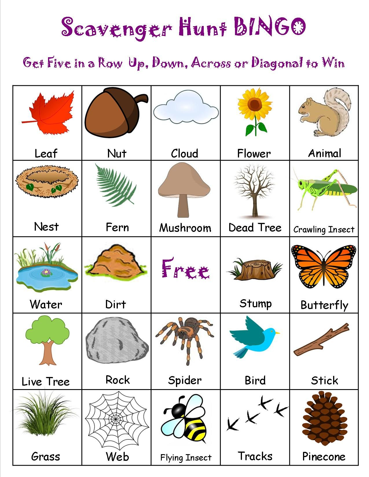 Nature Bingo Free Printable