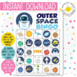 Outer Space Printable Bingo Cards 30 Different Cards