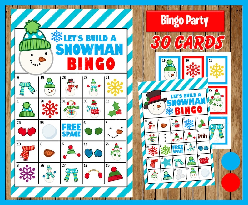 Printable 30 Let s Build A Snowman Bingo Cards Printable Etsy