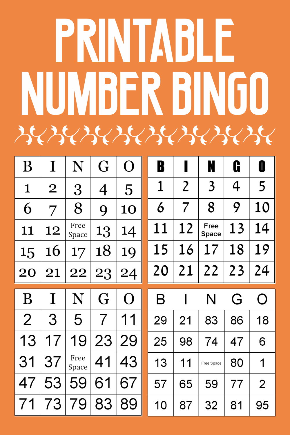 Printable Bingo Sheets With Numbers