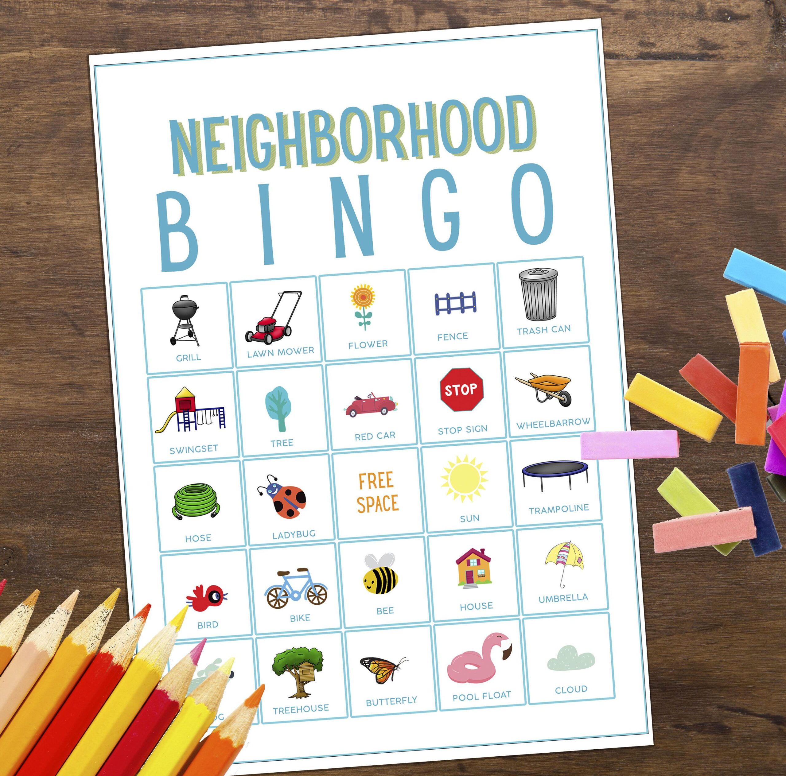 Printable Neighborhood Bingo Cards Print And Play With This Etsy 