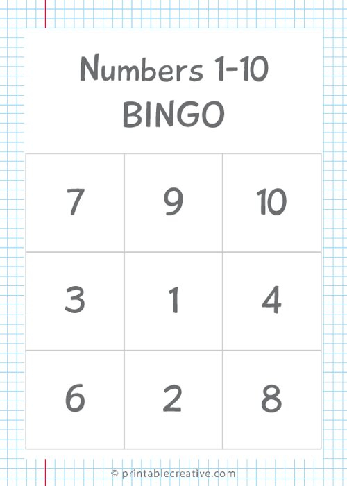 Printable Number Bingo Cards 1 10 Printable Word Searches
