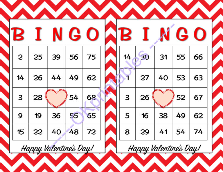 Printable Valentine Bingo Cards