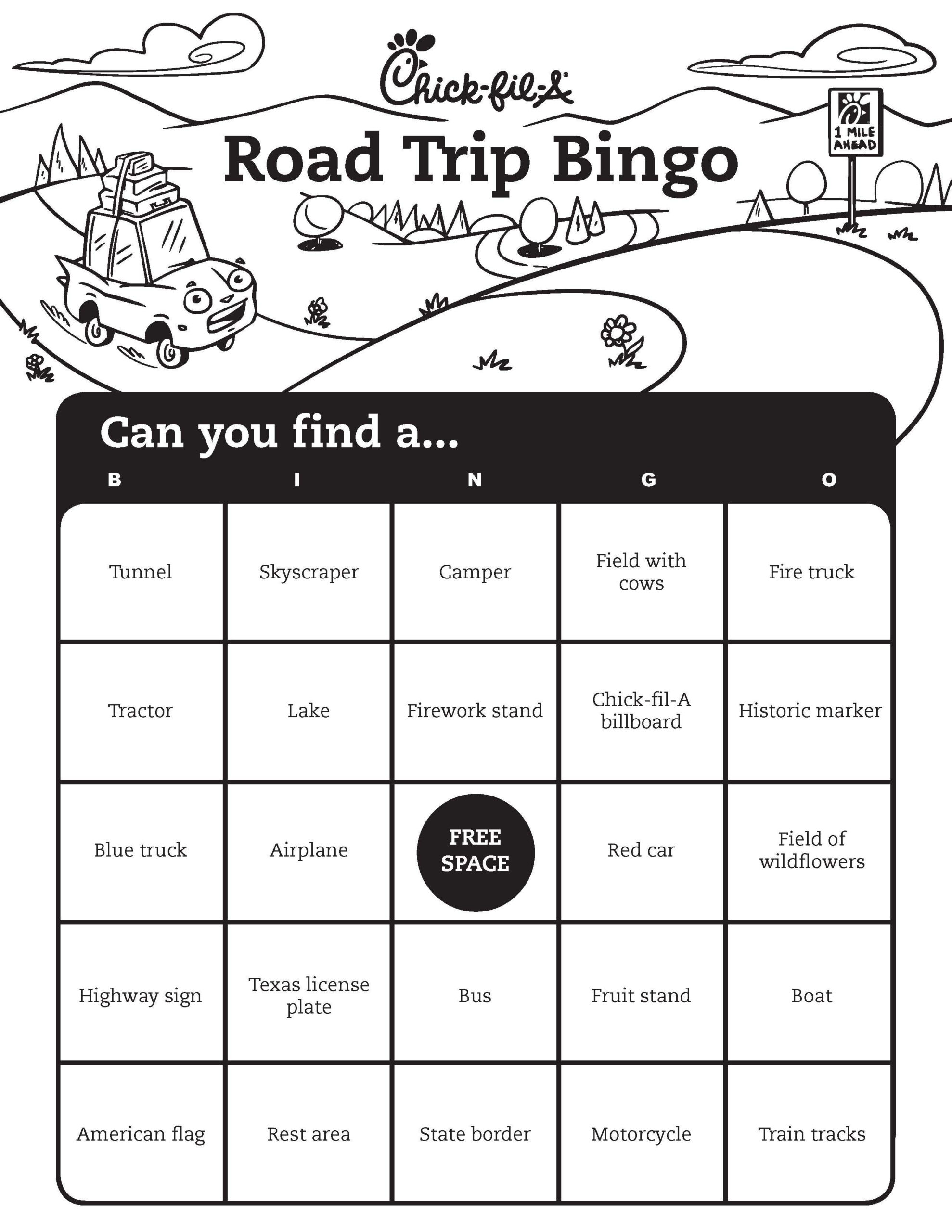 Road Trip Bingo Cards Printable