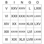 Roman Numeral Bingo Card