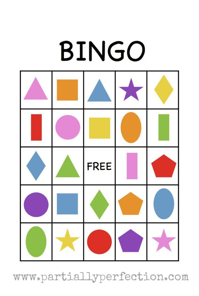 Shape Bingo Partially Perfection Shapes Preschool Bingo Bingo Cards