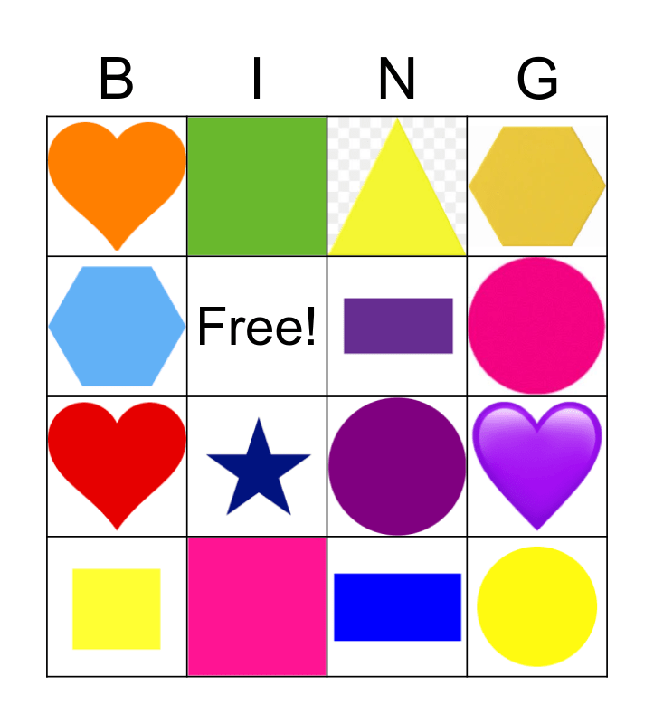 Shape Color BINGO Card