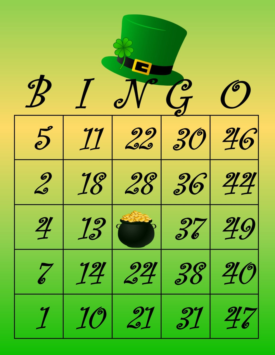 St Patrick s Day Bingo Cards Printable Printable Word Searches