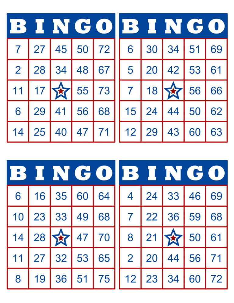 Three Blue And Red Printables With Numbers For The Word bingo