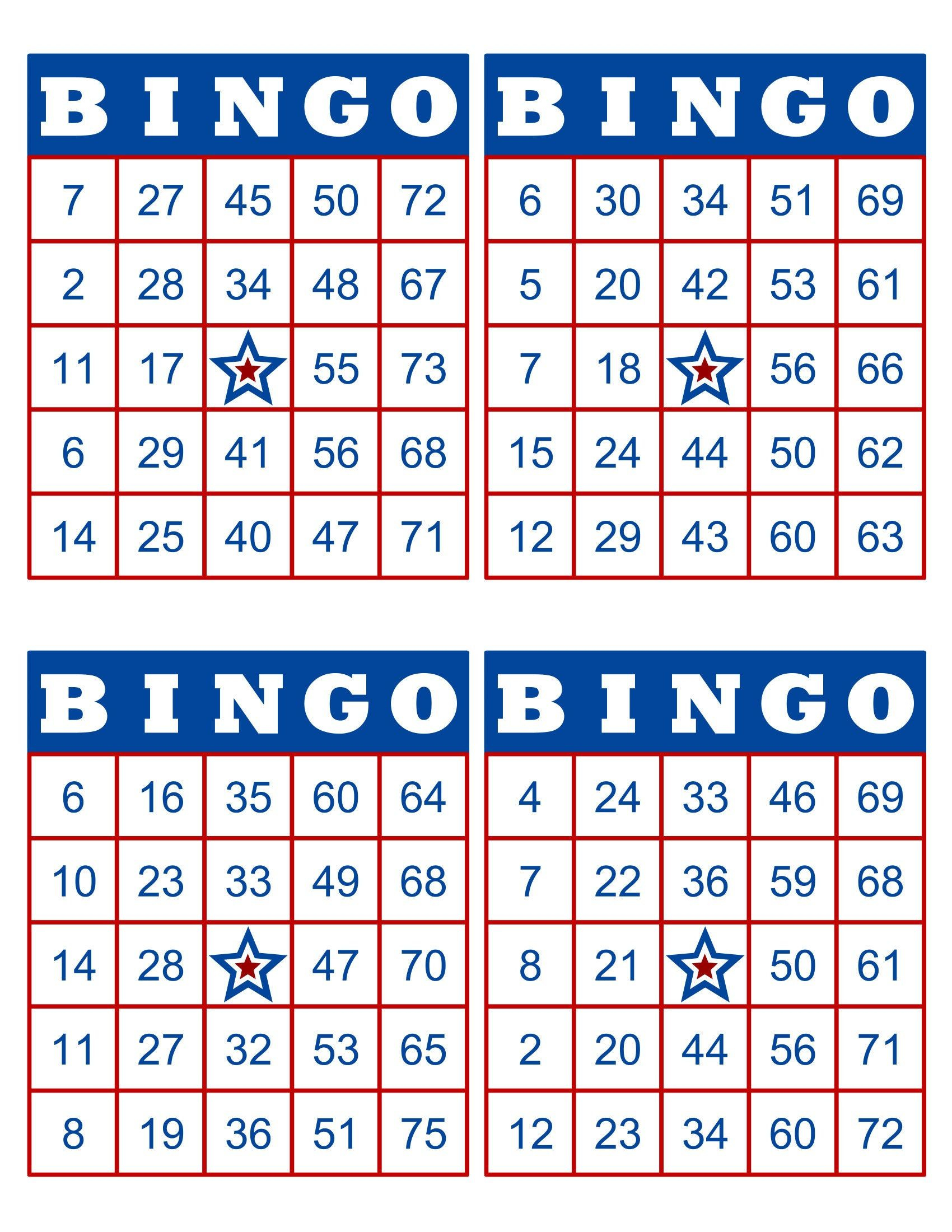 Three Blue And Red Printables With Numbers For The Word bingo