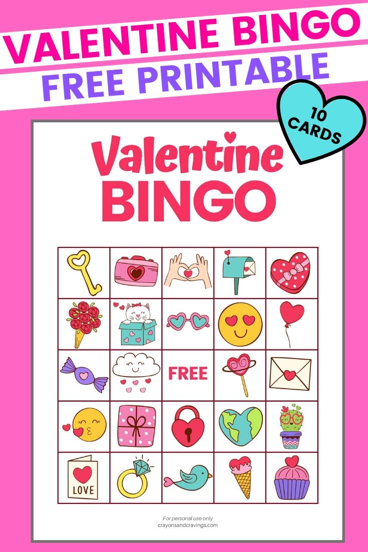 Valentine Bingo FREE Printable Valentine s Day Game With 10 Cards 