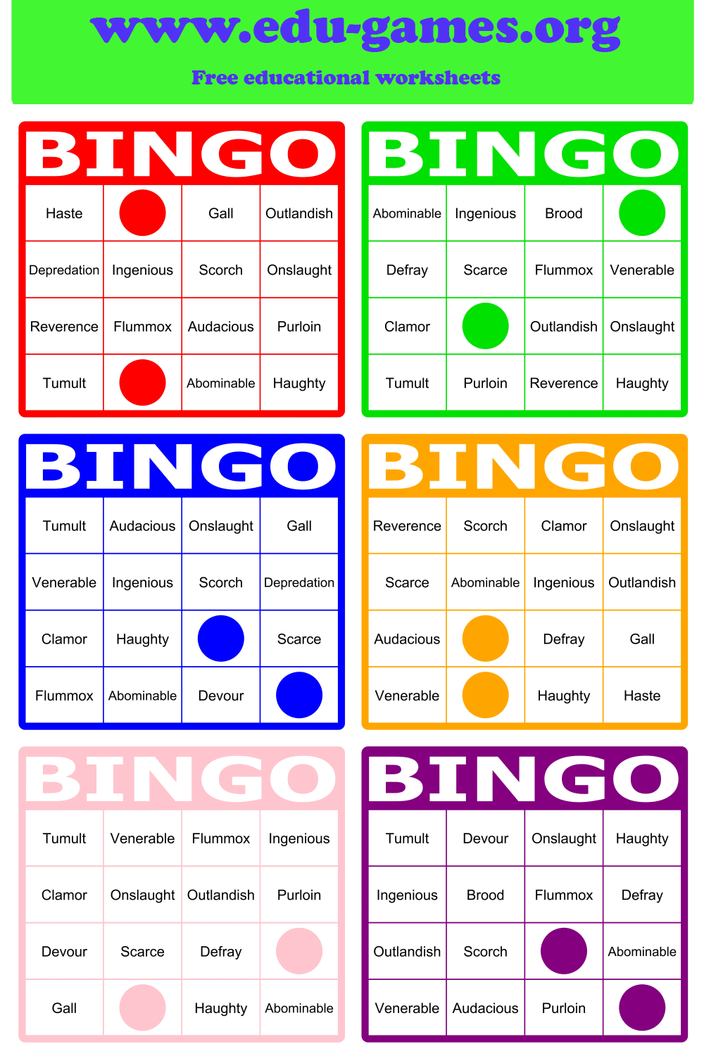 Word Bingo Generator Free Worksheets And Templates