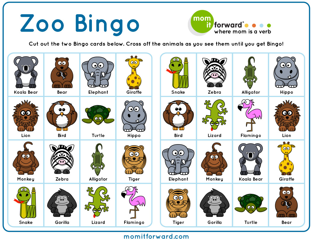 Zoo Bingo Printable Mom It ForwardMom It Forward